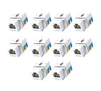 Cpolebev 10PCS Cat6 Jack, Ethernet Punch Down Connector, Wall Adapter 90-Degree Module Coupler, Compatible Cat5/5e/6