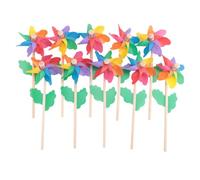 Cpolebev 10Pcs Wooden Stick Pinwheels,Windmill Pinwheels DIY Pinwheels Set for Kids Toy Garden Lawn Decor
