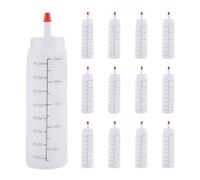 Cpolebev 12-Pack 8 Oz Condiment Squeeze Bottles with Red Tip Cap - Plastic Squirt Bottle for Ketchup, Sauces, Syrup