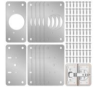 Cpolebev 12-Pack Hinge Repair Kit Cabinet Door Hinge Repair Plate Silver Stainless Steel for Kitchen Cupboard Door Locker Cabinet