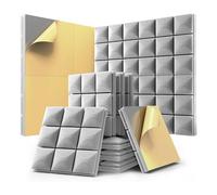 Cpolebev 12 Pack Sound Proof Foam Panels with Self-Adhesive, 12 X 12 X 2 Inches Acoustic Panels,Soundproof Wall Panels Easy Install Gray