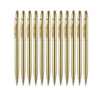 Cpolebev 12 PCS Gold Slim Ballpoint Pens Black Ink 1 mm Medium Point Metallic Retractable Pens for Students Teachers Office