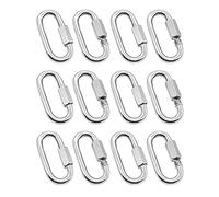 Cpolebev 12 PCS Quick Link 5/32 Inch Heavy Duty Carabiner D Shape Chain Links 304 Stainless Steel Quick Link for Camping Hiking Outdoor Equipment Locking
