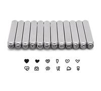 Cpolebev 12 Piece Heart-Shaped (Love) Metal Stamp Set, 3mm (1/8 Inch) Metal Punch Stamp Kit for Metal Punching