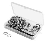 Cpolebev 120 Sets Grommet Eyelets Tool Kit, Grommet Kit 1/2 Inch Eyelets with Tools and Storage Box Silver