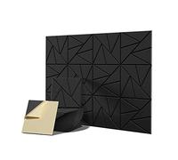Cpolebev 12Pack Acoustic Foam Panels Sound Panels High Density with Self-Adhesive, 12X 12X 0.4Inch Black