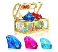 Cpolebev 12Pcs Diving Gem Pool Toys Include Colorful Diamonds Set Dive Toy Treasure Chest Underwater Swimming Toy Gem Pirate Box