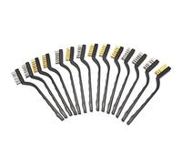Cpolebev 14 Pack Wire Brush Set for Cleaning Welding Slag and Rust Stainless Steel and Brass Curved Handle Masonry Brush Wire Bristle Scratch Brush