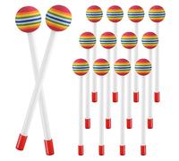 Cpolebev 14 Pcs Lollipop Drum Mallet Sticks Round Rainbow Hammer Percussion Sticks Plastic Drumsticks for Kids Child Mallet