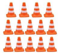 Cpolebev 14 Pieces Mini Triangle Cone Mini Simulation Safety Cone Road Parking Signs Roadblock, Small Signs