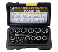 Cpolebev 14Pcs Impact Bolt & Nut Remover Set Stripped Lug Nut Remover Hex Adapter with Hex Adapter Extraction Socket Set