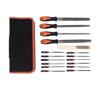 Cpolebev 17Pcs Alloy Steel File Set with Carry Case, Precision Flat/Triple-Cornered/Half-Round/Round Large File and 12Pcs Needle Files, Soft Rubbery Handle, Shaping Tool