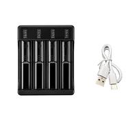 Cpolebev 18650 Fast Charger 4.2V Lithium Battery Intelligent Charger Lithium Battery Charging Box with Type-C Cable for 14500 26650 18650 Battery, 4 Slot