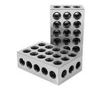 Cpolebev 1Pair Blocks Gauge Hardened Steel Parallel Block Set 23 Holes Precision 25-50-75Mm