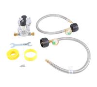 Cpolebev 1Set RV Propane Regulator with Hose Heavy Duty 2-Tank 2-Stage Auto Changeover LP Propane Gas Regulator +Gauge