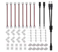 Cpolebev 1Set Solderless Connectors 2 Way DC Jack Splitter White for 8Mm 2Pin 2835 LED Strip