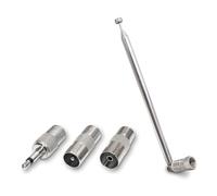Cpolebev 1set Telescopic FM Radio Antenna Rod Antenna 3.5mm Adapter MAV Stereo Receiver F Type Male Plug 7 Sections Antenna