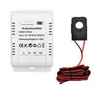 Cpolebev 1Set Tuya Solar PV Bidirectional WiFi Energy Meter with CT 150A Two Way Clamp Current Sensor Transformer App Monitor Power Solar PV Bidirectional WiFi Energy Meter White Plastic