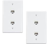 Cpolebev 2 Pack 2 Port Ethernet Wall Plate, Cat6 Female to Female Wall Jack RJ45 Inline Coupler Wall Outlet, White