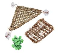 Cpolebev 2 Pack Bearded Dragon Hammock Reptile Climbing Decor for LIZARD 100% Natural Seagrass Fabric Hammock for Reptiles