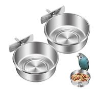Cpolebev 2 Pack Bird Cage Food Water Dispenser Parrot Food Dish Bird Feeder Cup for Cage, Stainless Steel Bird Food Holder Container for Parrot Macaws Ferret Parakeet Cockatiel Budgerigar