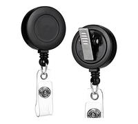Cpolebev 2 Pack Name Badge Holder Retractable Badge Reels with Swivel Alligator Clip (Black)