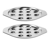 Cpolebev 2 Pcs Snail Dish Plate Restaurant Serving Dish Heat Mushroom Escargot Dinner Stainless Steel Round Snail Plate