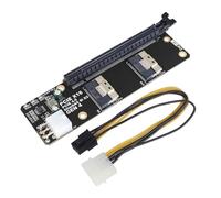 Cpolebev 2 Port SlimSAS 8i X2 to PCIe 4.0 X16 Slot Adapter Card SFF8654 Riser Card GEN4 for Network Graphics Video Card GPU 6Pin