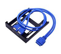 Cpolebev 2 Ports USB 3.0 Front Panel Floppy Disk Bay 20 Pin USB3.0 Hub Expansion Cable Adapter Plastic Bracket for PC Desktop