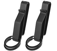 Cpolebev 2 Sets Duty Belt Key Holder, Belt Key Clip, Stainless Steel Stealth Belt Loop Key Ring Holder with Keyrings