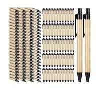 Cpolebev 200 Piece Black Ballpoint Pens Medium Point Retractable Pens Recycled Kraft Paper Pens Bulk Office School