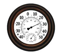 Cpolebev 20cm Antique Indoor Outdoor Thermometer Hygrometer Temperature Humidity Meter Wall Clock Thermometer for Home Decor Easy to Use