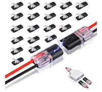 Cpolebev 20Pcs Double-Wire Plug-in Connector, Pluggable 2 Pin 2 Way LED Wire Connectors, with Locking Buckle Fast Wire Connectors Easy to Use