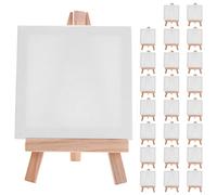 Cpolebev 24Set Artists 5 Inch Mini Easel +3 Inch X3 Inch Mini Canvas Set Painting Craft DIY Drawing Small Table Easel Gift