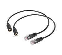 Cpolebev 2pc 3.5mm Stereo Audio Headset to Jack Female to Male RJ9 Plug Adapter Converter Cable Cord