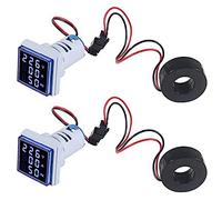 Cpolebev 2PCS Digital 3In1 22mm Voltmeter Ammeter Hz Meter Current Frequency Indicator AC 60-500V