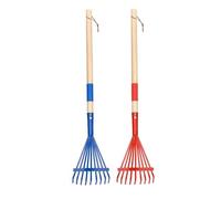 Cpolebev 2Pcs Metal Kids Rakes with Hardwood Handle 27'' Small Rake for Gardening Mini Rake for Kids Garden Lawn Yard Tools