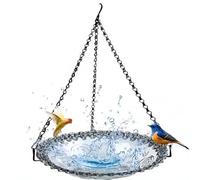 Cpolebev 2PCS Outdoor Hanging Bird Feeder Garden Decoration Bird Bath Tray Water Drinker Pet Feeder for Bird Pet Supplies,C