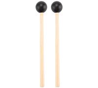 Cpolebev 2Pcs Soft Rubber Head Sticks Wood Handle Bell Mallets for Glockenspiel Xylophone Bell Music Instruments Parts Black
