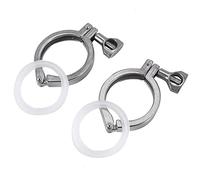 Cpolebev 2Pcs Tri-Clamp Steel Single Pin Heavy Duty Tri Clamp with Wing Nut for Ferrule TC with Silicone Gasket 2 Inch