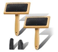 Cpolebev 2Pcs Wooden Wool Carders Wool Carding Brush for Wool, Fibers, Cat, Dogs, Wooden Wool Carders Brush for Wool Felting Crafts