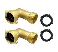 Cpolebev 2Piece 45 Degree Garden Hose Elbow Fitting 2Pk with 2 Washers - Outdoor Faucet Extender, Hose Connector Spigot Extender Yellow Copper Faucet Extender