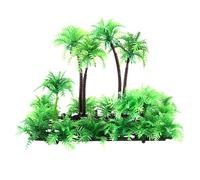 Cpolebev 3.9 inch Height Artificial Coconut Palm Plant for Aquarium Fish Tank Green