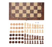 Cpolebev 3 in 1 Wooden Chess Set Board Travel Games Chess Backgammon Draughts Entertainment