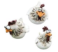Cpolebev 3 PCS Chicken Sitting on Fence Decor Garden Statues Art Sculptures Farm Patio Resin Lawn Decoration for Fences Rooster Statues Wall Art Yard