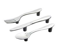 Cpolebev 3 pcs Silver Kitchen Cabinet Drawer Pull Handles Knobs (Knife Fork Spoon)