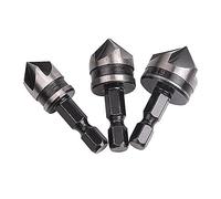 Cpolebev 3 Piece 1/4Inch Hex 12/16/19mm Countersink Bore Set for Wood Metal Quick Change Bit Easy to Use
