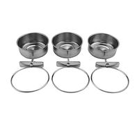 Cpolebev 3-Piece Bird Feeder Cup Stainless Steel Parrot Feeder Cup Animal Cage Water Food Bowl S