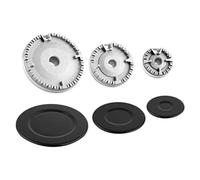 Cpolebev 3 Piece Gas Stove Burner Caps and Burner Head Replacement Kit Universal Cooker Hat Set As Shown Fit Most Gas Stove Burners