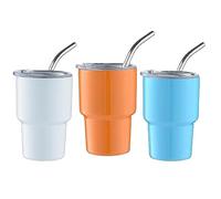 Cpolebev 3 Piece Mini Tumbler Shot Glass Mini Tumbler Cups Shot Glasses With Straw & Lid,2Oz (C)